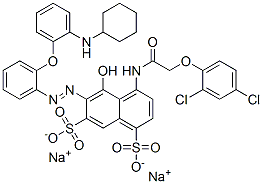 disodium 6-[[2-[2-(cyclohexylamino)phenoxy]phenyl]azo]-4-[[(2,4-dichlorophenoxy)acetyl]amino]-5-hydroxynaphthalene-1,7-disulphonate CAS#: 85959-53-1