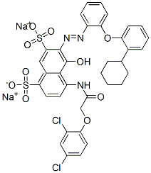 disodium 6-[[2-(2-cyclohexylphenoxy)phenyl]azo]-4-[[(2,4-dichlorophenoxy)acetyl]amino]-5-hydroxynaphthalene-1,7-disulphonate CAS#: 83027-52-5
