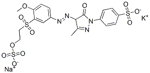 p-[4,5-dihydro-4-[[4-methoxy-3-[[2-(sulphooxy)ethyl]sulphonyl]phenyl]azo]-3-methyl-5-oxo-1H-pyrazol-1-yl]benzenesulphonic acid, potassium sodium salt CAS#: 85940-61-0