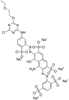 pentasodium 4-amino-6-[[5-[[4-chloro-6-(2-ethoxyethoxy)-1,3,5-triazin-2-yl]amino]-2-sulphonatophenyl]azo]-3-[(2,5-disulphonatophenyl)azo]-5-hydroxynaphthalene-2,7-disulphonate CAS#: 83137-14-8