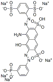 pentasodium hydrogen -4-amino-3-[(2,5-disulphonatophenyl)azo]-5-hydroxy-6-[(3-phosphonatophenyl)azo]naphthalene-2,7-disulphonate CAS#: 83968-58-5