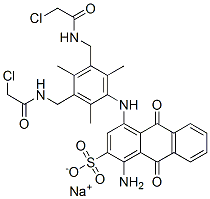 sodium 1-amino-4-[[3,5-bis[[(chloroacetyl)amino]methyl]-2,4,6-trimethylphenyl]amino]-9,10-dihydro-9,10-dioxoanthracene-2-sulphonate CAS#: 80010-51-1