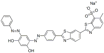 sodium 2'-[4-[[2,4-dihydroxy-5-(phenylazo)phenyl]azo]phenyl]-6-methyl[2,6'-bibenzothiazole]-7-sulphonate CAS#: 85188-17-6