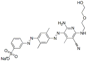 sodium m-[[4-[[2-amino-5-cyano-6-[[2-(2-hydroxyethoxy)ethyl]amino]-4-methyl-3-pyridyl]azo]-2,5-xylyl]azo]benzenesulphonate CAS#: 85030-29-1