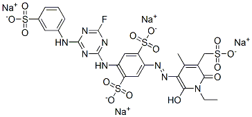 tetrasodium 2-[[1-ethyl-1,6-dihydro-2-hydroxy-4-methyl-6-oxo-5-(sulphonatomethyl)-3-pyridyl]azo]-5-[[4-fluoro-6-[(3-sulphonatophenyl)amino]-1,3,5-triazin-2-yl]amino]benzene-1,4-disulphonate CAS#: 85536-80-7