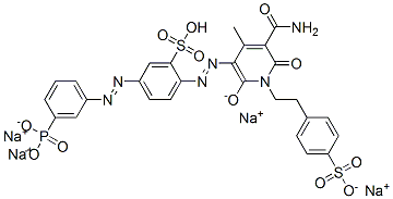 tetrasodium 2-[[5-(aminocarbonyl)-1,6-dihydro-4-methyl-2-oxido-6-oxo-1-[2-(4-sulphonatophenyl)ethyl]-3-pyridyl]azo]-5-[(3-phosphonatophenyl)azo]benzenesulphonate CAS#: 83984-89-8