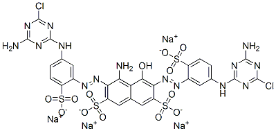 tetrasodium 4-amino-3,6-bis[[5-[(4-amino-6-chloro-1,3,5-triazin-2-yl)amino]-2-sulphonatophenyl]azo]-5-hydroxynaphthalene-2,7-disulphonate CAS#: 85631-74-9