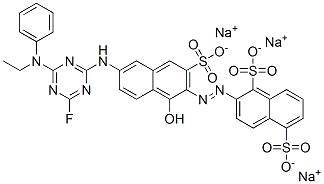 trisodium 2-[[6-[[4-(ethylphenylamino)-6-fluoro-1,3,5-triazin-2-yl]amino]-1-hydroxy-3-sulphonato-2-naphthyl]azo]naphthalene-1,5-disulphonate CAS#: 89923-44-4