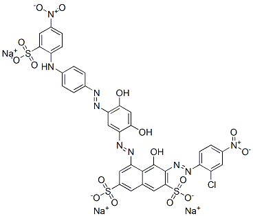 trisodium 3-[(2-chloro-4-nitrophenyl)azo]-5-[[2,4-dihydroxy-5-[[4-[(4-nitro-2-sulphonatophenyl)amino]phenyl]azo]phenyl]azo]-4-hydroxynaphthalene-2,7-disulphonate CAS#: 85391-42-0