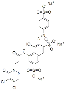 trisodium 4-[[3-(4,5-dichloro-6-oxo-6H-pyridazin-1-yl)propionyl]amino]-5-hydroxy-6-[(4-sulphonatophenyl)azo]naphthalene-2,7-disulphonate CAS#: 85958-98-1