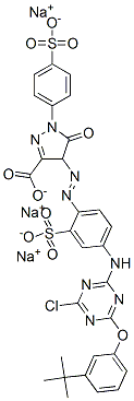 trisodium 4-[[4-[[6-(3-tert-butylphenoxy)- 4-chloro-1,3,5-triazin-2-yl]amino]-2-sulphonatophenyl]azo]-4,5-dihydro-5-oxo-1-(4-sulphonatophenyl)-1H-pyrazole-3-carboxylate CAS#: 85136-27-2