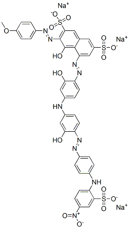 trisodium 4-hydroxy-5-[[2-hydroxy-4-[[3-hydroxy-4-[[4-[(4-nitro-2-sulphonatophenyl)amino]phenyl]azo]phenyl]amino]phenyl]azo]-3-[(4-methoxyphenyl)azo]naphthalene-2,7-disulphonate CAS#: 85631-87-4