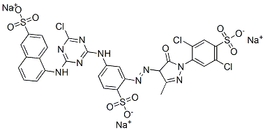 trisodium 5-[[4-chloro-6-[[3-[[1-(2,5-dichloro-4-sulphonatophenyl)-4,5-dihydro-3-methyl-5-oxo-1H-pyrazol-4-yl]azo]-4-sulphonatophenyl]amino]-1,3,5-triazin-2-yl]amino]naphthalene-2-sulphonate CAS#: 85750-16-9