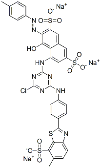 trisodium 5-[[4-chloro-6-[[4-(6-methyl-7-sulphonatobenzothiazol-2-yl)phenyl]amino]-1,3,5-triazin-2-yl]amino]-4-hydroxy-3-[(p-tolyl)azo]naphthalene-2,7-disulphonate CAS#: 85650-61-9