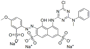 trisodium 5-[[4-chloro-6-(methylphenylamino)-1,3,5-triazin-2-yl]amino]-4-hydroxy-3-[(4-methoxy-2-sulphonatophenyl)azo]naphthalene-2,7-disulphonate CAS#: 85631-77-2