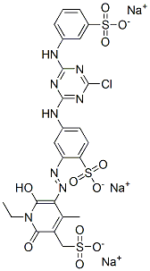 trisodium 5-[[5-[[4-chloro-6-[(3-sulphonatophenyl)amino]-1,3,5-triazin-2-yl]amino]-2-sulphonatophenyl]azo]-1-ethyl-1,2-dihydro-6-hydroxy-4-methyl-2-oxopyridine-3-methanesulphonate CAS#: 84045-63-6