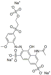 trisodium 5-(acetylamino)-4-hydroxy-3-[[2-methoxy-5-[[2-(sulphonatooxy)ethyl]sulphonyl]phenyl]azo]naphthalene-2,7-disulphonate CAS#: 85455-35-2