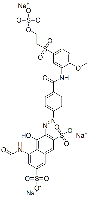 trisodium 5-(acetylamino)-4-hydroxy-3-[[4-[[[2-methoxy-5-[[2-(sulphonatooxy)ethyl]sulphonyl]phenyl]amino]carbonyl]phenyl]azo]naphthalene-2,7-disulphonate CAS#: 84083-10-3