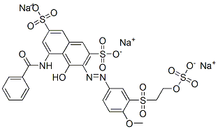 trisodium 5-(benzoylamino)-4-hydroxy-3-[[4-methoxy-3-[[2-(sulphonatooxy)ethyl]sulphonyl]phenyl]azo]naphthalene-2,7-disulphonate CAS#: 84083-06-7