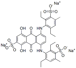trisodium 5,8-bis[(2,6-diethyl-4-methyl-3-sulphonatophenyl)amino]-9,10-dihydro-1,4-dihydroxy-9,10-dioxoanthracene-2-sulphonate CAS#: 83027-38-7