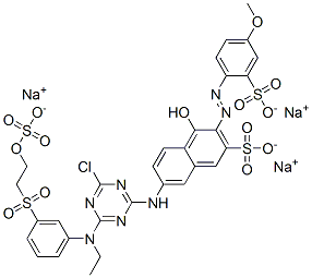 trisodium 7-[[4-chloro-6-[ethyl[3-[[2-(sulphonatooxy)ethyl]sulphonyl]phenyl]amino]-1,3,5-triazin-2-yl]amino]-4-hydroxy-3-[(4-methoxy-2-sulphonatophenyl)azo]naphthalene-2-sulphonate CAS#: 83567-04-8
