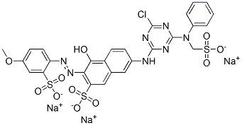 trisodium 7-[[4-chloro-6-[phenyl(sulphonatomethyl)amino]-1,3,5-triazin-2-yl]amino]-4-hydroxy-3-[(4-methoxy-2-sulphonatophenyl)azo]naphthalene-2-sulphonate CAS#: 85455-59-0