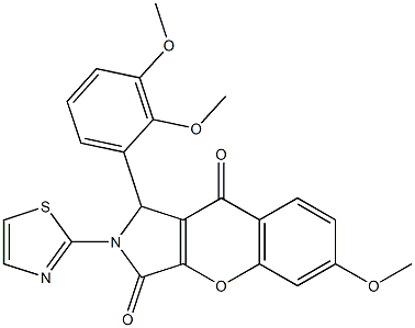 1-(2,3-dimethoxyphenyl)-6-methoxy-2-(1,3-thiazol-2-yl)-1,2-dihydrochromeno[2,3-c]pyrrole-3,9-dione CAS#: 879597-89-4