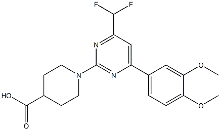1-[4-(Difluoromethyl)-6-(3,4-dimethoxyphenyl)pyrimidin-2-yl]piperidine-4-carboxylic acid CAS#: 870260-43-8