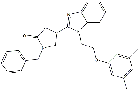 1-benzyl-4-(1-(2-(3,5-dimethylphenoxy)ethyl)-1H-benzo[d]imidazol-2-yl)pyrrolidin-2-one CAS#: 862828-41-9