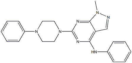 1-methyl-N-phenyl-6-(4-phenylpiperazin-1-yl)-1H-pyrazolo[3,4-d]pyrimidin-4-amine CAS#: 878063-56-0