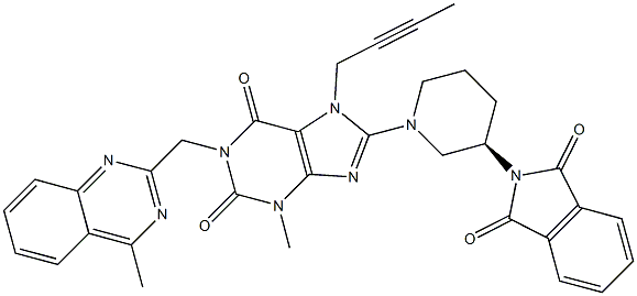 1H-Purine-2,6-dione, 7-(2-butyn-1-yl)-8-[(3R)-3-(1,3-dihydro-1,3-dioxo-2H-isoindol-2-yl)-1-piperidinyl]-3,7-dihydro-3-methyl-1-[(4-methyl-2-quinazolinyl)methyl]- CAS#: 886588-63-2