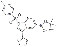 1H-Pyrrolo[2,3-b]pyridine, 1-[(4-Methylphenyl)sulfonyl]-5-(4,4,5,5-tetraMethyl-1,3,2-dioxaborolan-2-yl)-3-(2-thiazolyl)- CAS#: 875639-26-2