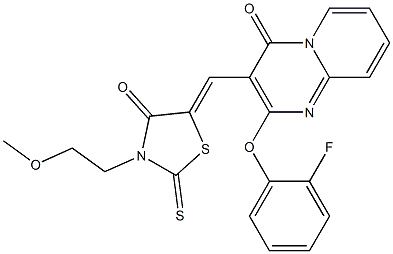 2-(2-fluorophenoxy)-3-{(Z)-[3-(2-methoxyethyl)-4-oxo-2-thioxo-1,3-thiazolidin-5-ylidene]methyl}-4H-pyrido[1,2-a]pyrimidin-4-one CAS#: 845808-84-6