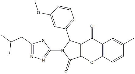 2-(5-isobutyl-1,3,4-thiadiazol-2-yl)-1-(3-methoxyphenyl)-7-methyl-1,2-dihydrochromeno[2,3-c]pyrrole-3,9-dione CAS#: 844861-95-6