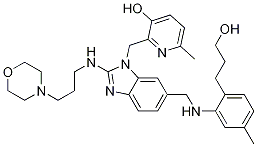2-[[6-[[[2-(3-Hydroxypropyl)-5-methylphenyl]amino]methyl]-2-[[3-(morpholin-4-yl)propyl]amino]benzimidazol-1-yl]methyl]-6-methylpyridin-3-ol CAS#: 857066-90-1