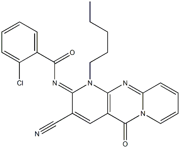 2-chloro-N-(3-cyano-5-oxo-1-pentyl-1,5-dihydro-2H-dipyrido[1,2-a:2,3-d]pyrimidin-2-ylidene)benzamide CAS#: 847268-51-3