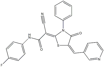 2-cyano-N-(4-fluorophenyl)-2-[4-oxo-3-phenyl-5-(3-pyridinylmethylene)-1,3-thiazolidin-2-ylidene]acetamide CAS#: 850187-14-3