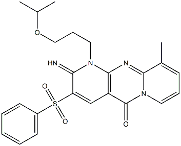 2-imino-1-(3-isopropoxypropyl)-10-methyl-3-(phenylsulfonyl)-1,2-dihydro-5H-dipyrido[1,2-a:2,3-d]pyrimidin-5-one CAS#: 843619-41-0