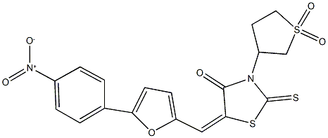 3-(1,1-dioxidotetrahydro-3-thienyl)-5-[(5-{4-nitrophenyl}-2-furyl)methylene]-2-thioxo-1,3-thiazolidin-4-one CAS#: 851303-92-9