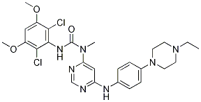 3-(2,6-Dichloro-3,5-dimethoxyphenyl)-1-[6-[[4-(4-ethylpiperazin-1-yl)phenyl]amino]pyrimidin-4-yl]-1-methylurea CAS#: 872511-34-7