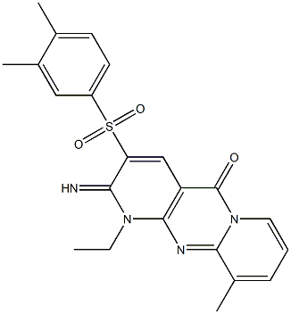 3-[(3,4-dimethylphenyl)sulfonyl]-1-ethyl-2-imino-10-methyl-1,2-dihydro-5H-dipyrido[1,2-a:2,3-d]pyrimidin-5-one CAS#: 853753-24-9