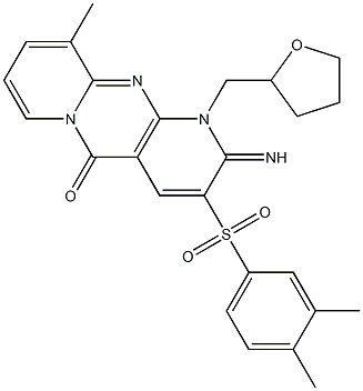 3-[(3,4-dimethylphenyl)sulfonyl]-2-imino-10-methyl-1-(tetrahydro-2-furanylmethyl)-1,2-dihydro-5H-dipyrido[1,2-a:2,3-d]pyrimidin-5-one CAS#: 853753-21-6