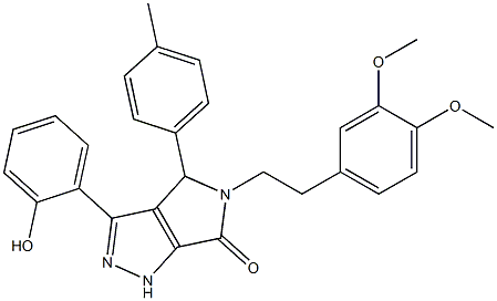 5-[2-(3,4-dimethoxyphenyl)ethyl]-3-(2-hydroxyphenyl)-4-(4-methylphenyl)-4,5-dihydropyrrolo[3,4-c]pyrazol-6(1H)-one CAS#: 879942-93-5