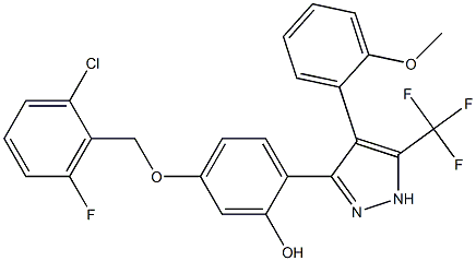 5-[(2-chloro-6-fluorobenzyl)oxy]-2-[4-(2-methoxyphenyl)-5-(trifluoromethyl)-1H-pyrazol-3-yl]phenol CAS#: 879475-73-7