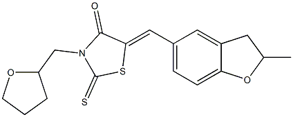 5-[(2-methyl-2,3-dihydro-1-benzofuran-5-yl)methylene]-3-(tetrahydro-2-furanylmethyl)-2-thioxo-1,3-thiazolidin-4-one CAS#: 872866-63-2