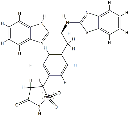 5-[4-[(2S)-2-(1H-Benzimidazol-2-yl)-2-(2-benzothiazolylamino)ethyl]-2-fluorophenyl]-3-isothiazolidinone 1,1-dioxide CAS#: 850321-90-3
