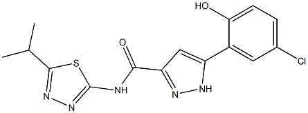 5-(5-chloro-2-hydroxyphenyl)-N-[5-(propan-2-yl)-1,3,4-thiadiazol-2-yl]-1H-pyrazole-3-carboxamide CAS#: 879442-69-0
