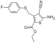 5-Amino-4-cyano-3-[[(4-fluorophenyl)thio]methyl]-2-thiophenecarboxylic acid ethyl ester CAS#: 876678-06-7
