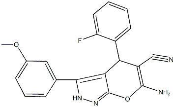 6-amino-4-(2-fluorophenyl)-3-(3-methoxyphenyl)-2,4-dihydropyrano[2,3-c]pyrazole-5-carbonitrile CAS#: 847269-43-6
