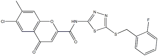 6-chloro-N-{5-[(2-fluorobenzyl)sulfanyl]-1,3,4-thiadiazol-2-yl}-7-methyl-4-oxo-4H-chromene-2-carboxamide CAS#: 873080-79-6